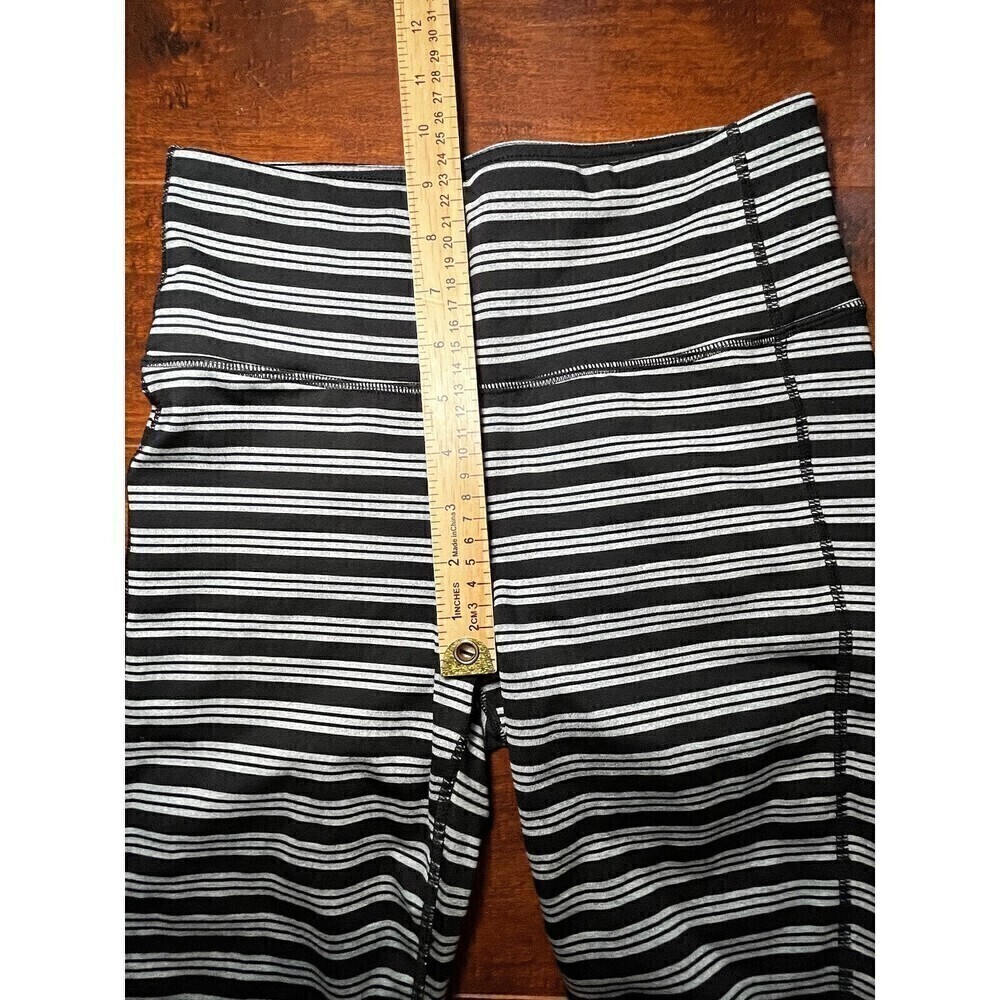 Athleta Black Gray Striped Athetic Legging Running Sz Small - Picture 6 of 6